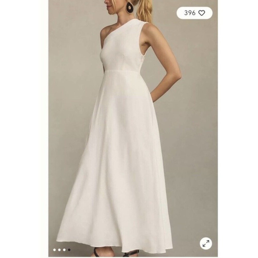 NWT Farm‎ Rio One Shoulder Smocked A Line Dress White Anthropologie L